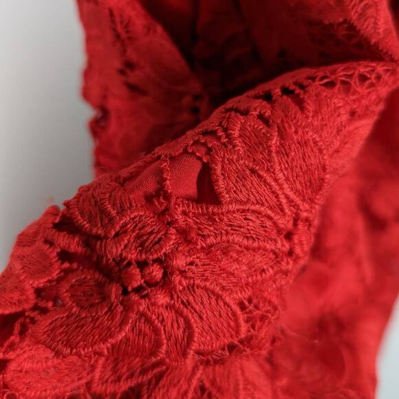 NICHOLAS Rouleau Red Lace Sleeveless V-Neck Midi Dress Size 6 Women's Preowned - Picture 12 of 13